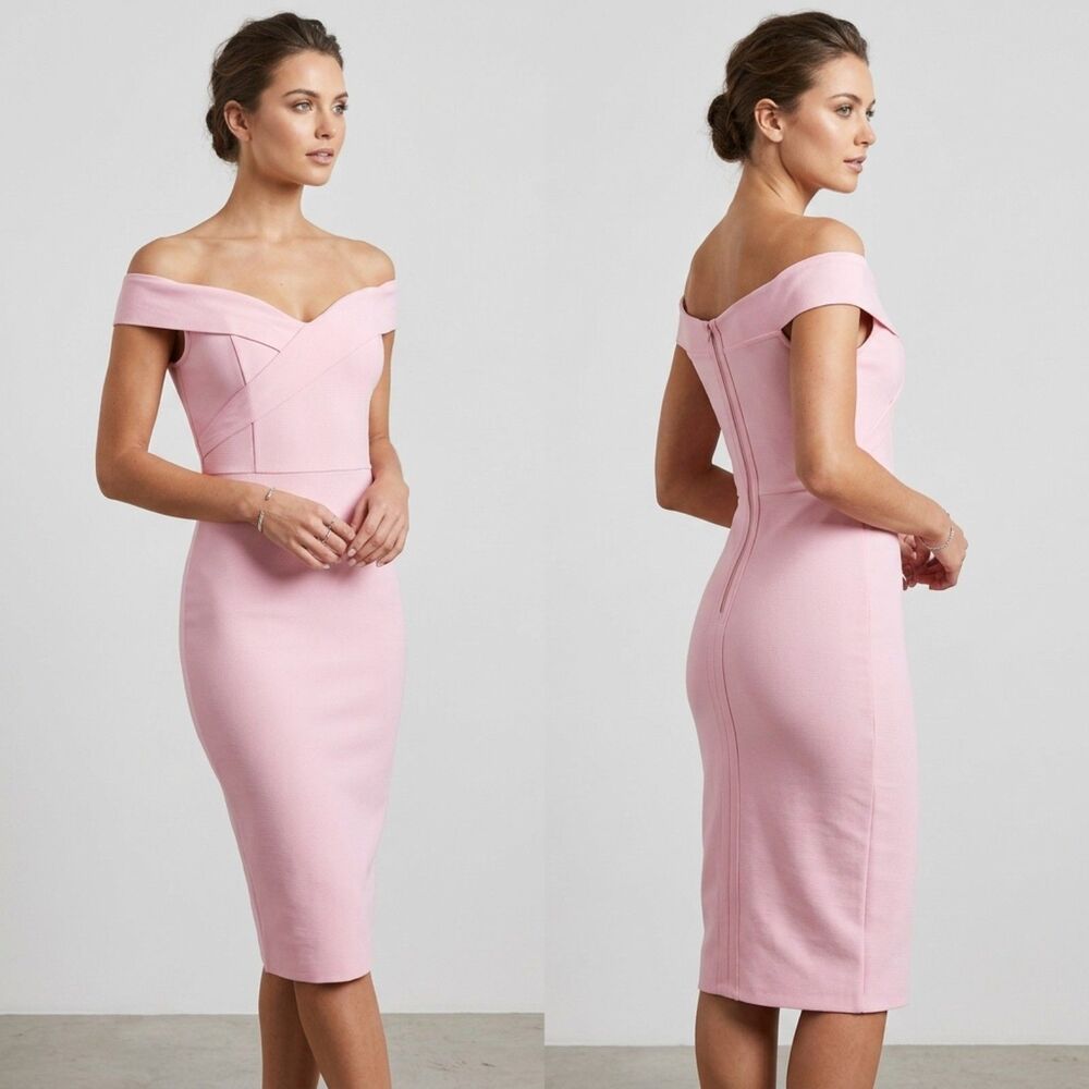 Fashion Nova Pink Off-The-Shoulder Crossover Sweetheart Bodycon Dress Size XL